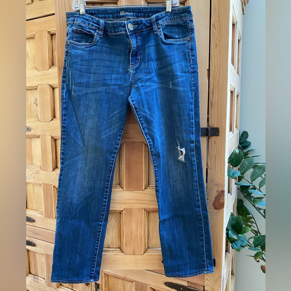 Kut From the Cloth semi distressed straight leg jeans Size 12